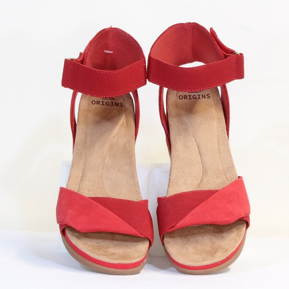 Earth Origins Red Suede Carolina Wedge Sandal